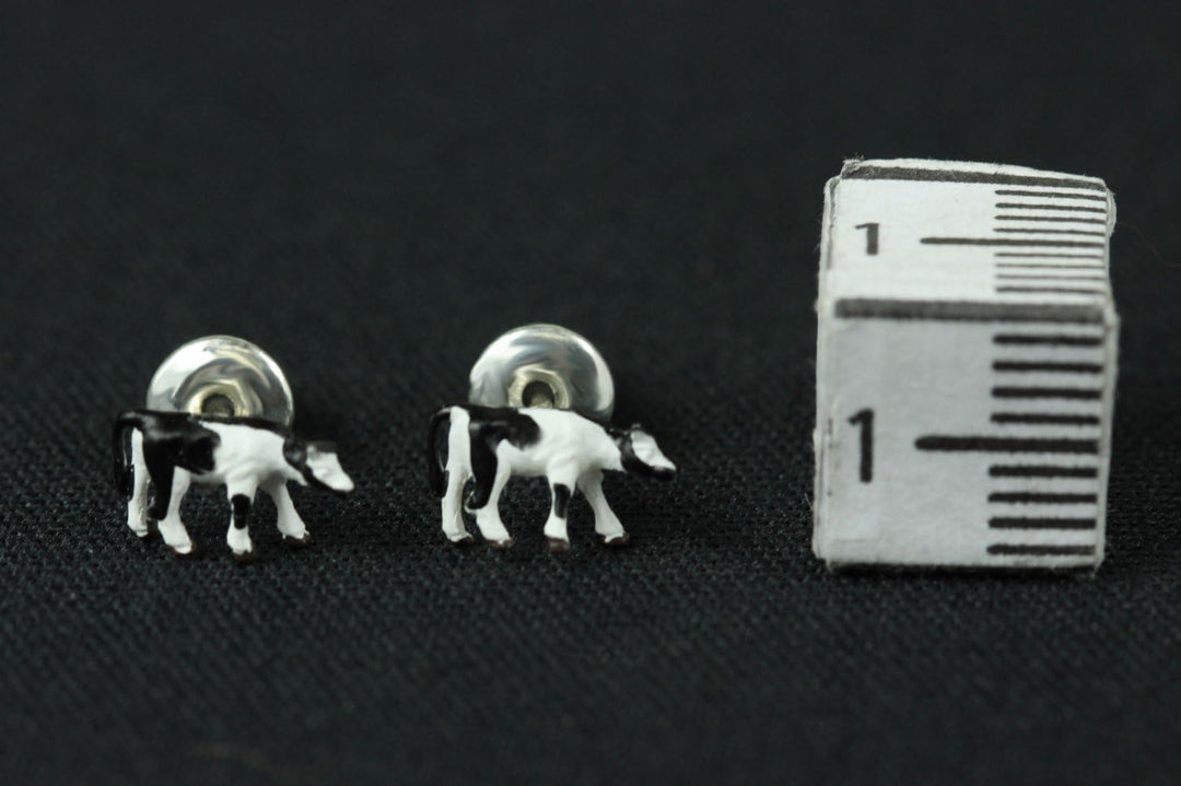 Miniblings Kuh Kühe Bauernhof Ohrstecker schwarz weiss winzig - Handmade Modeschmuck I Ohrringe Stec