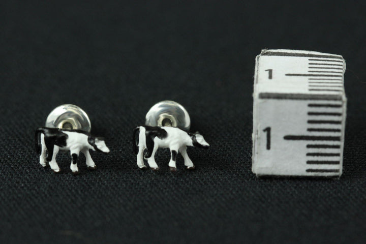 Miniblings Kuh Kühe Bauernhof Ohrstecker schwarz weiss winzig - Handmade Modeschmuck I Ohrringe Stec