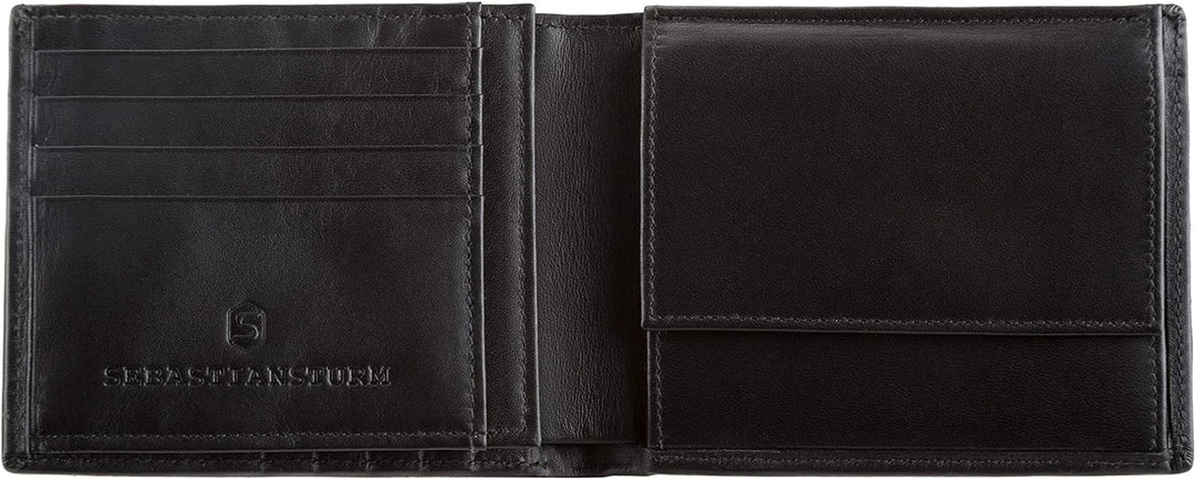 Sebastian Sturm Geldbörse Pedro | Echtes Holz und Leder in Schwarz | Portemonnaie Brieftasche Geldbe