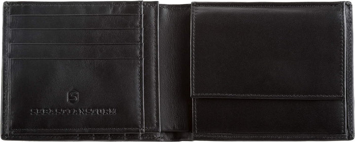 Sebastian Sturm Geldbörse Pedro | Echtes Holz und Leder in Schwarz | Portemonnaie Brieftasche Geldbe