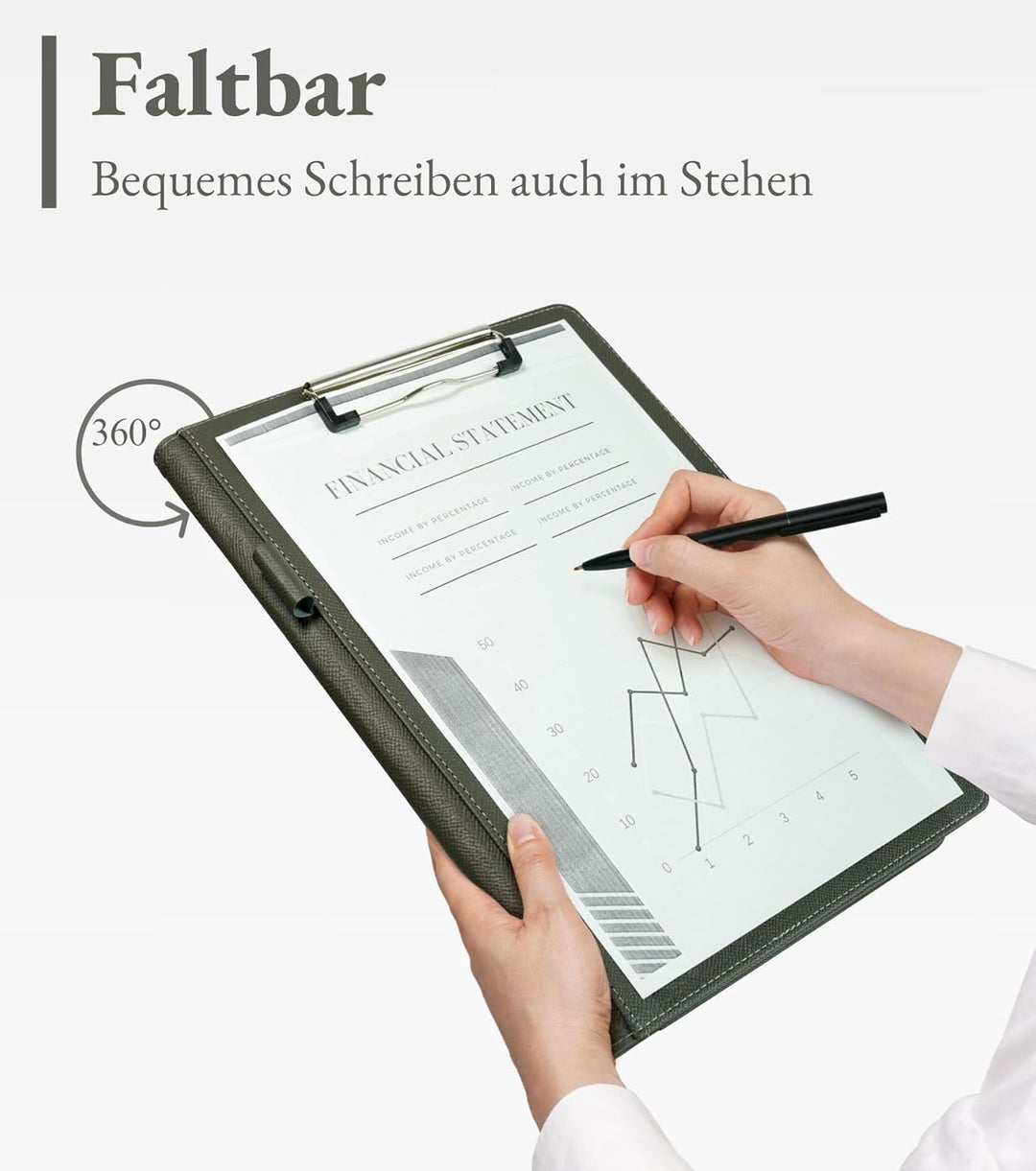 Mymazn Klemmbrett A4 mit Deckel, Mappe A4 Schreibmappe Klemmbrettmappe, PU-Leder Konferenzmappe A4 m
