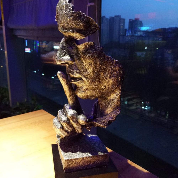 LEPENDOR Stille ist golden - Handgefertigte Stille Männer Statuen Harz Abstrakte Skulptur Büro Home