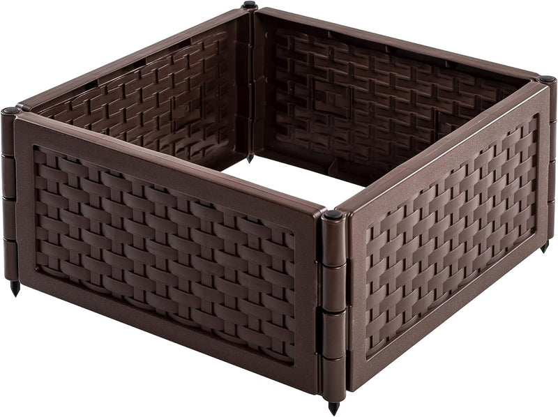 UPP Rattan Hochbeet 12er Set Braun | Pflanzkasten als Stecksystem für Garten & Balkon | Blumenkasten