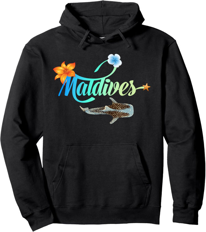 Malediven Walhai Palmen Insel Strand Sonne Geschenk Souvenir Pullover Hoodie