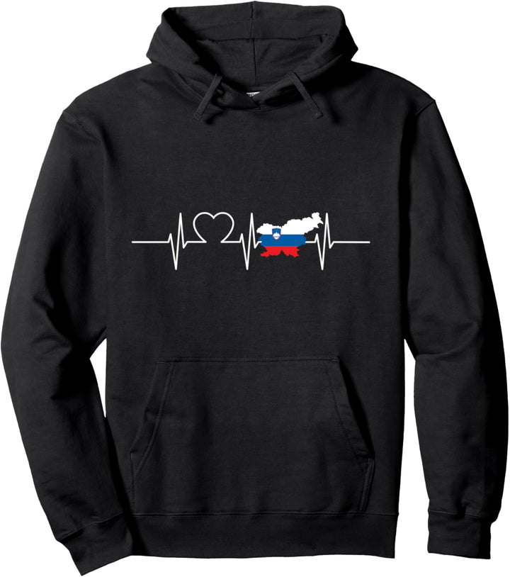Slowenien Karte mit Herzschlag Vintage Flagge Slowenien Pullover Hoodie
