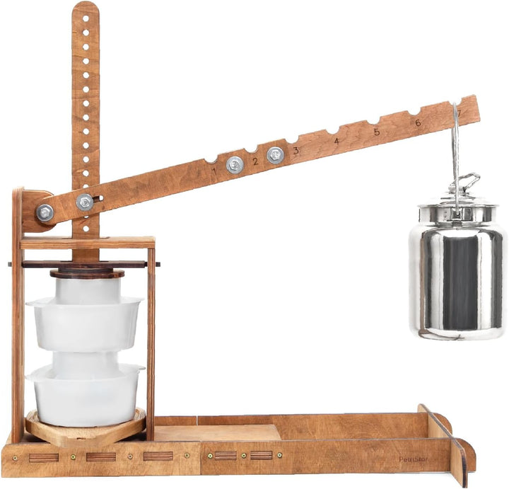 Niederländische Holz-Käsepresse – Käseherstellungs-Set (Holz-Käsepresse mit Hebel und 2 Käseformen 1