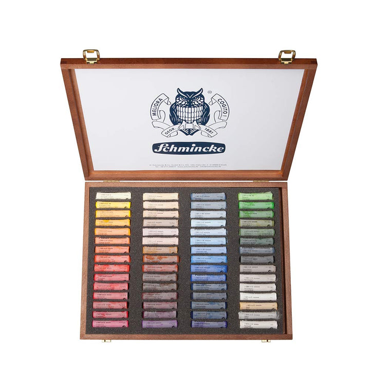Schmincke – Pastell, Premium-Set mit Aquarellfarben, Holzkasten mit Pastellstiften, handgefertigte P