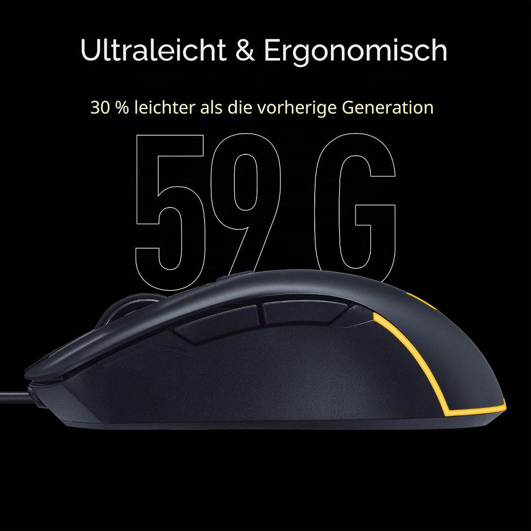 ASUS TUF Gaming M3 GEN II – kabelgebundene Gaming-Maus, Ultraleicht, 59 g, Sensor 8000 DPI, langlebi