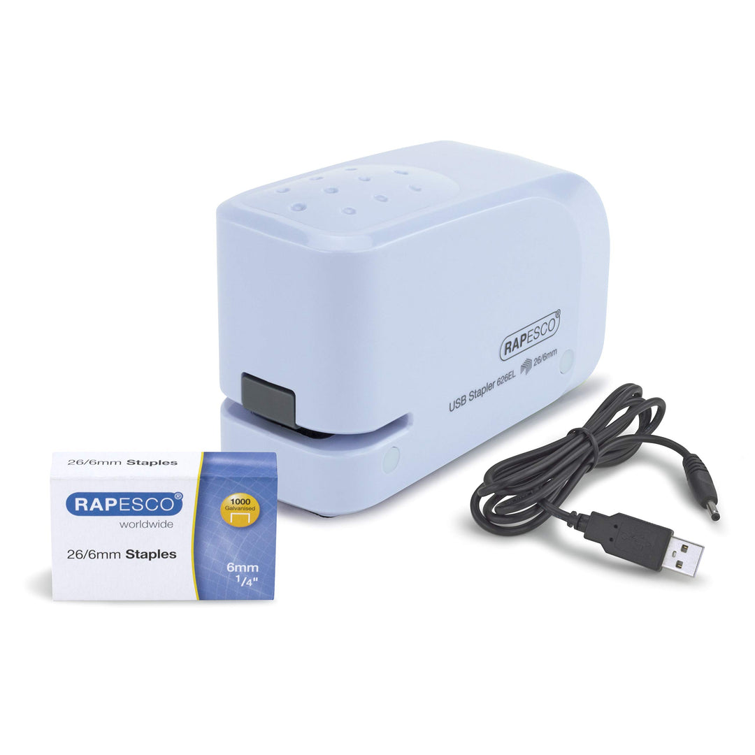 Rapesco 1452 626EL Automatisches USB/Batterie Heftgerät mit 1000 26/6mm Heftklammern, 15 Blatt Heftl