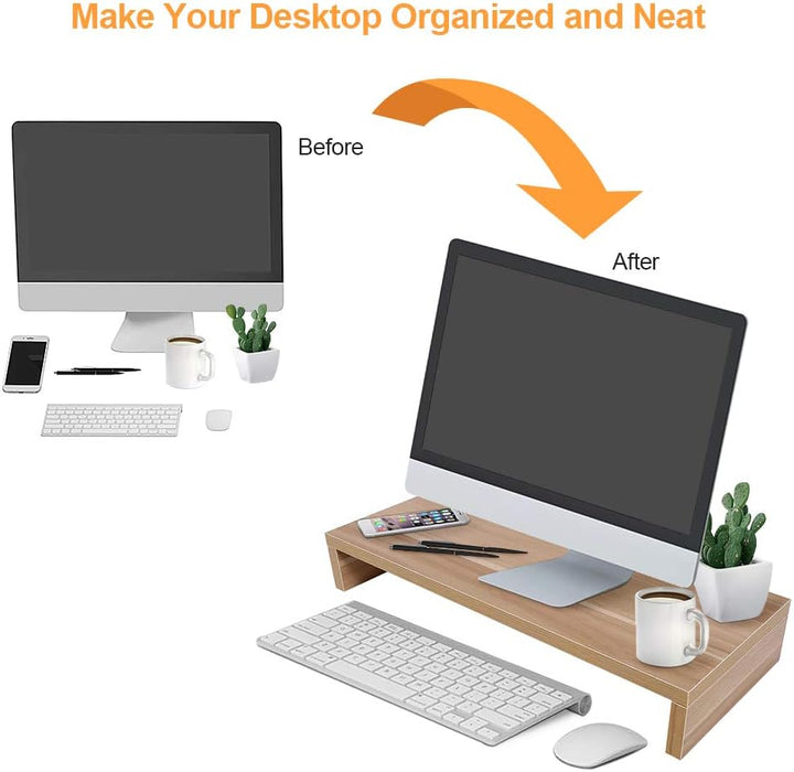 Monitorständer für Schreibtisch Holz, Computerständer für Desktop-Monitor Erhöhung Schreibtisch Comp