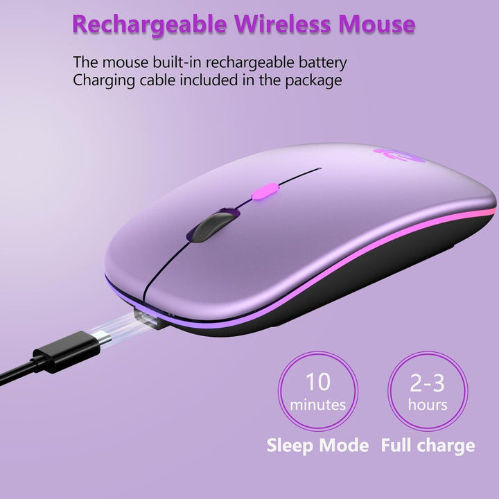 BQSS Maus Kabellos, 2,4 GHz mit USB-Empfänger, 1600 DPI Optical Tracking, Quiet Clicks, Wiederauflad