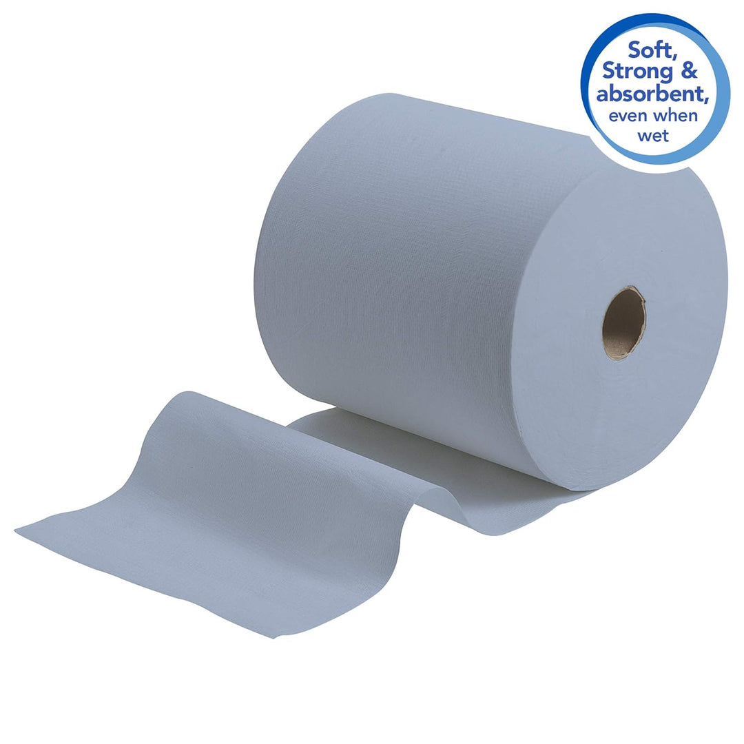 Scott Rollenhandtuch 6668 – 6 x 304 m blau Handtuchpapier, 1-lagige Rollen, Einzelentnahme, weich, r