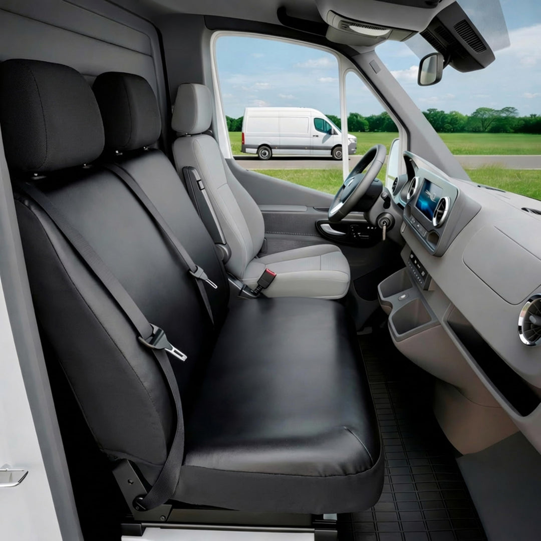 Walser Transporter Sitzbezüge Auto kompatibel mit VW T6, Doppelbank vorne klappbar, Auto Sitzbezüge