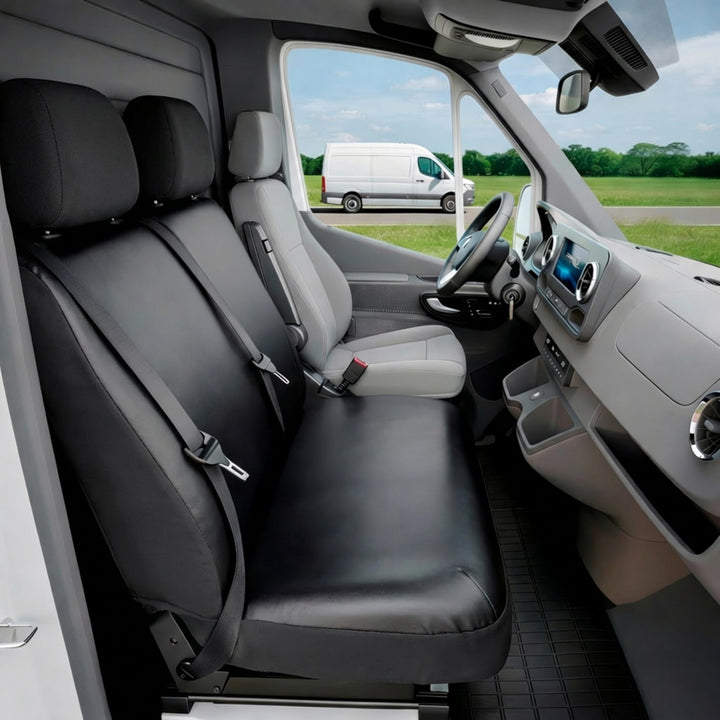 Walser Transporter Sitzbezüge Auto kompatibel mit VW T6, Doppelbank vorne klappbar, Auto Sitzbezüge