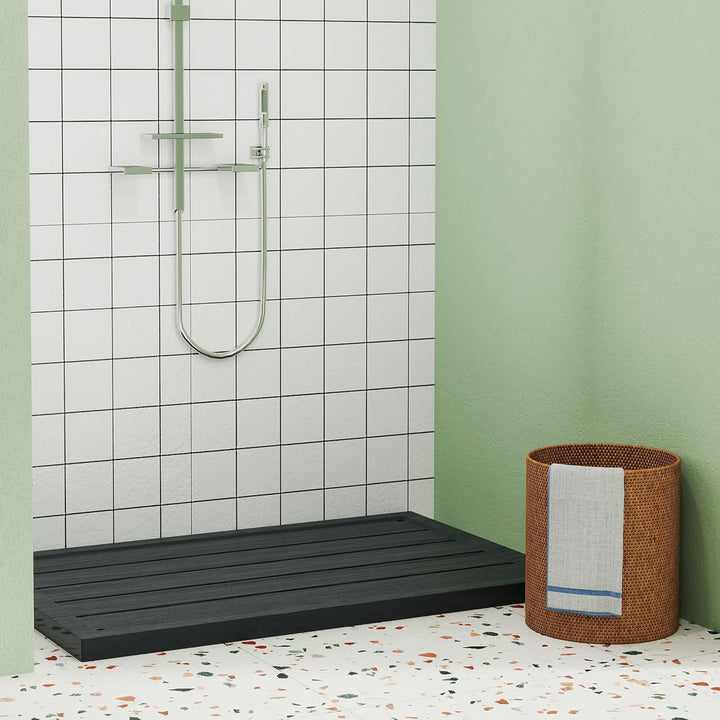 PEILU Kunststoffboden 100 x 56 x 4 cm WPC Bodenelement für Poolleiter oder Pool rutschfest Solardusc