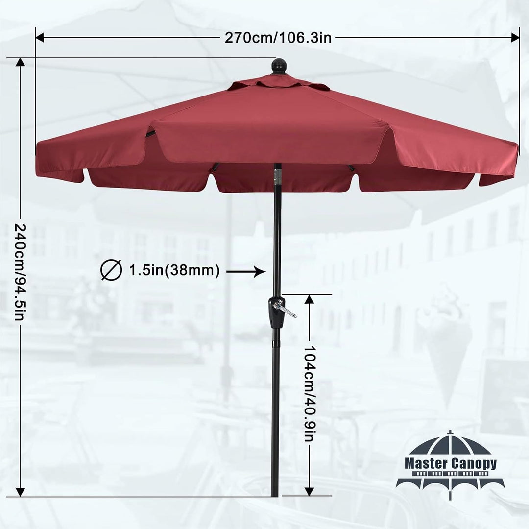 MASTERCANOPY 270 cm Sonnenschirm mit Volant Patioschirm Gartenschirm Terrassenschirm Tischschirm Mar