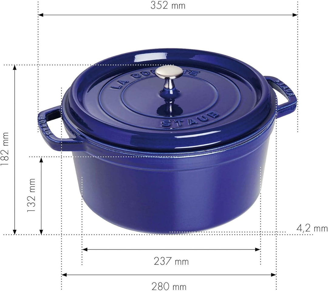 STAUB Gusseisen Bräter/Cocotte, Rund 28 cm, 6,7 L, Dunkel-Blau 28 cm, 6,7 L Dunkel-Blau, 28 cm, 6,7