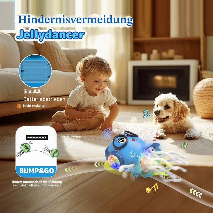 Tanzende Krabbelnde Qualle Spielzeug mit Musik &amp; Licht, Interaktives Baby Bauchzeit Spielzeug, Senso