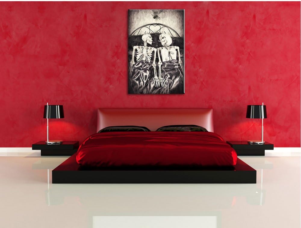 Horror Paar Pinsel Effekt, Format: 100x70 auf Leinwand, XXL riesige Bilder fertig gerahmt mit Keilra