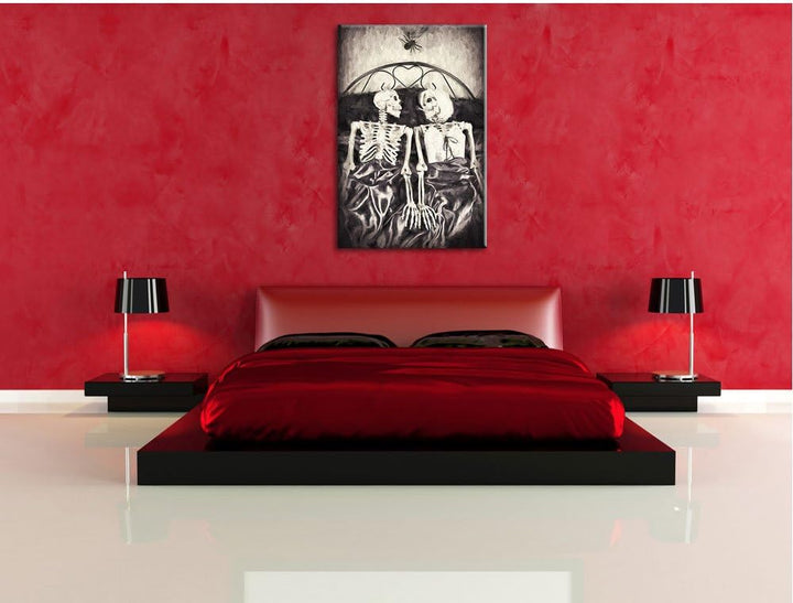 Horror Paar Pinsel Effekt, Format: 100x70 auf Leinwand, XXL riesige Bilder fertig gerahmt mit Keilra
