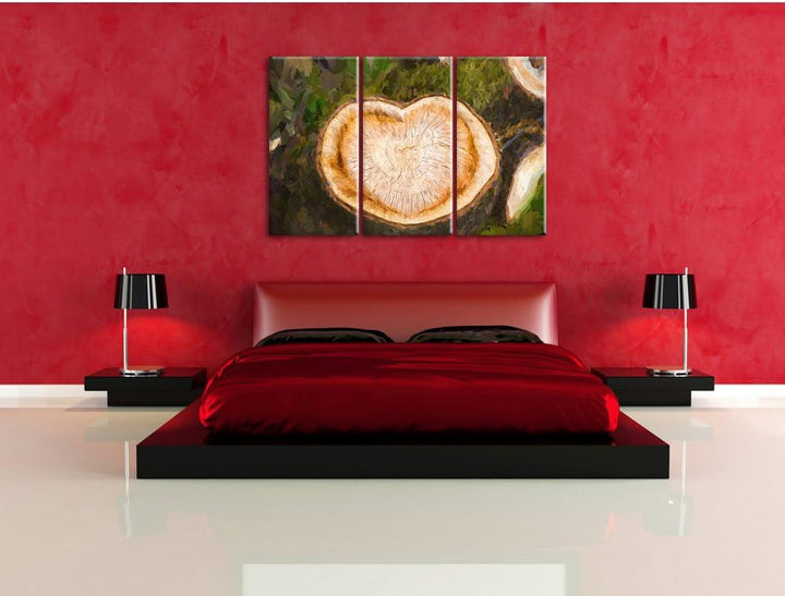 Pixxprint Jahresringe am Baumstamm als Leinwandbild/Grösse: 3 Teilig (120x80) cm/Wandbild/Kunstdruck
