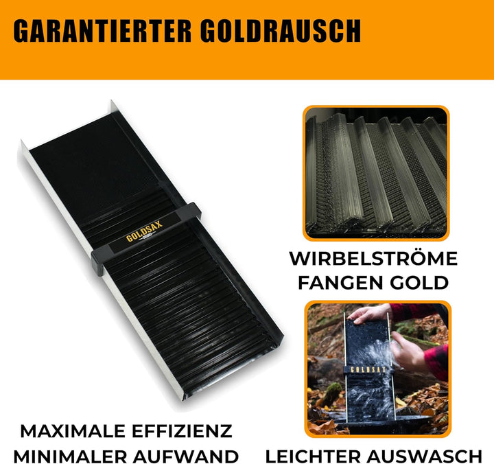 Hunter, mittelgrosse Goldwaschrinne, 20 cm breit, Goldwaschschleuse zum Goldwaschen am Fluss, Gold S