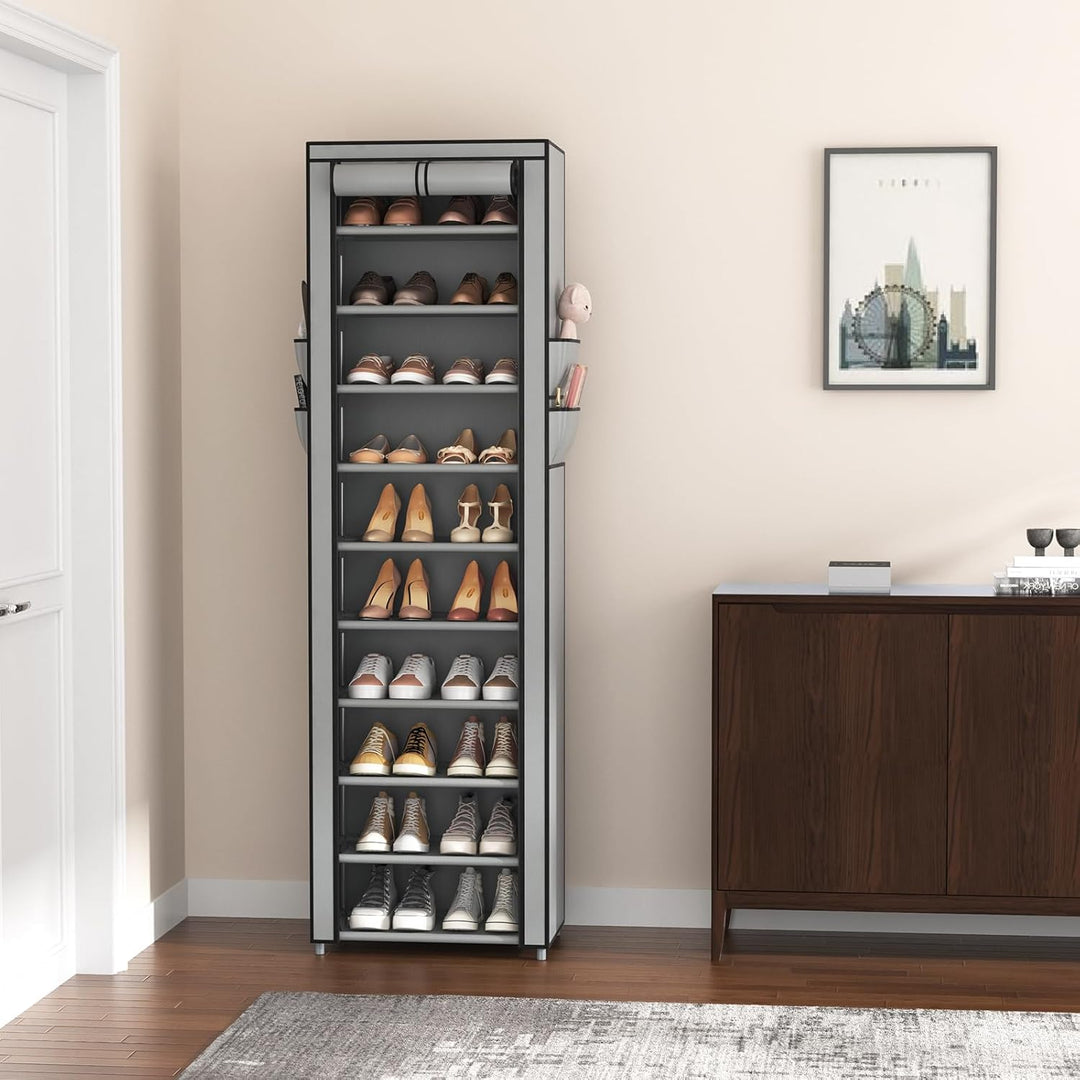 Schuhregal mit 11 Ebenen, Schuhschrank Schmal und Hoch für 20-22 Paar Schuhe, Schuhregale aus Stoff