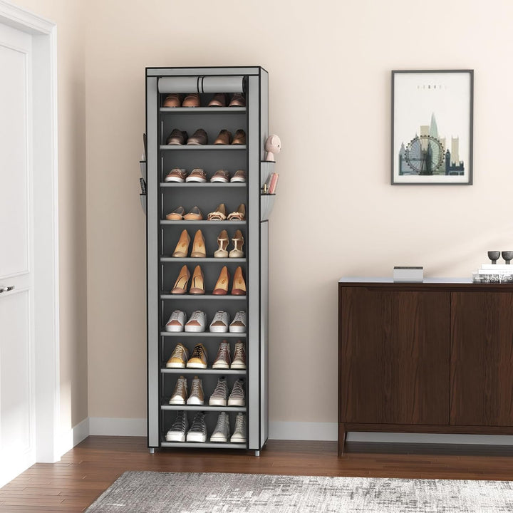 Schuhregal mit 11 Ebenen, Schuhschrank Schmal und Hoch für 20-22 Paar Schuhe, Schuhregale aus Stoff