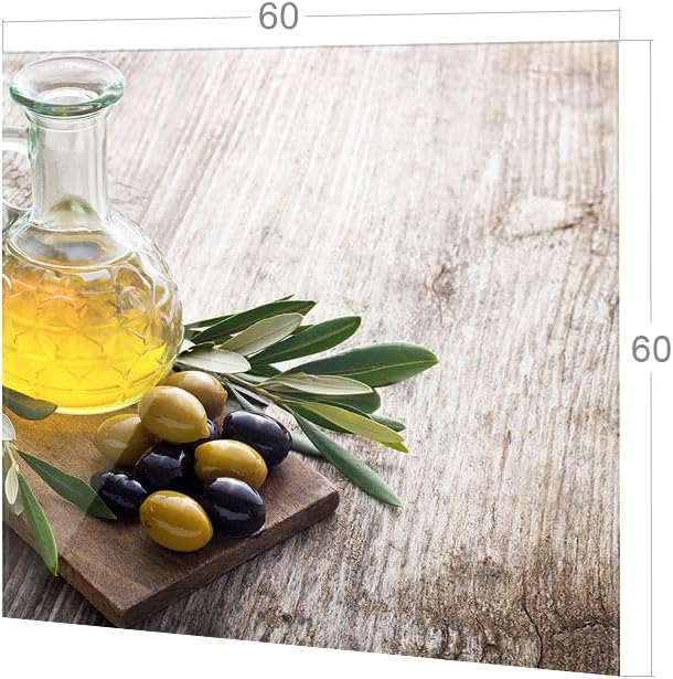 GRAZDesign Spritzschutz Küchenrückwand Glas Küche für Herd & Küchenspüle, Holzoptik mit Oliven | Gla