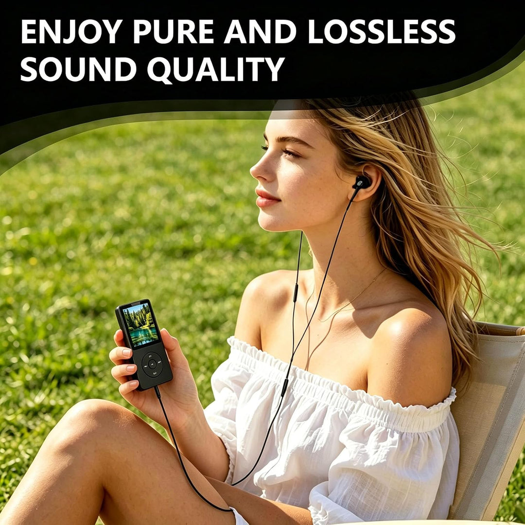 MP3 Player Bluetooth 5.3 128GB mit Lautsprecher, HiFi Musikplayer Tragbar 70H Akku, MP3 Player Sport