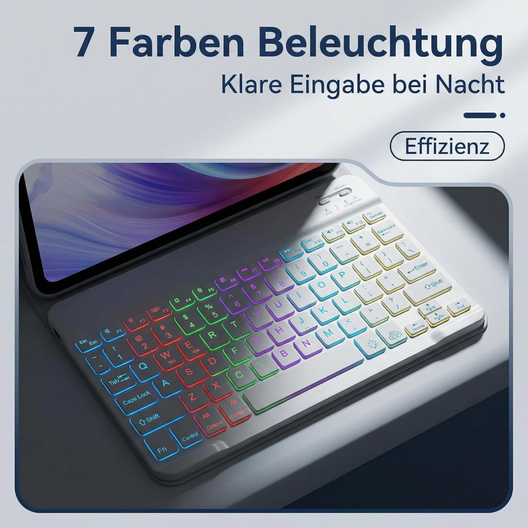 WALWALO Hülle mit Tastatur für iPad A16 11 Generation 2025/10 Generation 2022, (11/10.9 Zoll) - Magn