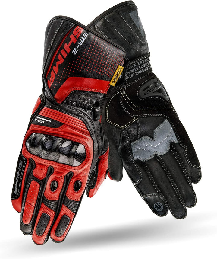 SHIMA STR-2 Motorradhandschuhe Herren - Touchscreen, Sommer, Sport Leder Handschuhe mit Carbon Knöch