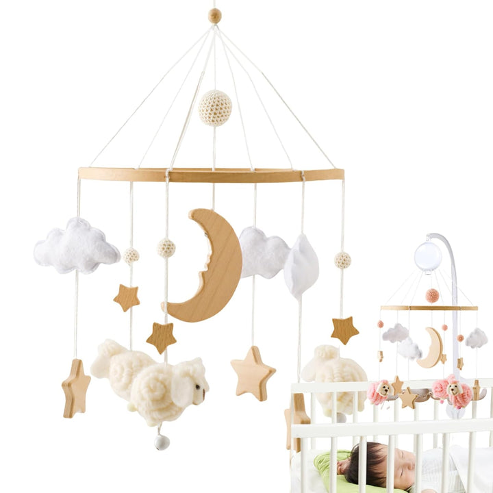Beistellbett Mobile, Baby Deko, Wolken Deko, Babybett Zimmerdeko Hängespielzeug, Beruhigendes Intera
