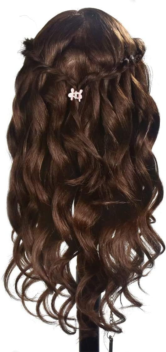 Übungskopf mit 100% Echthaar, für professionelles Frisieren, Hairstyling, Übungspuppe für Kosmetik,