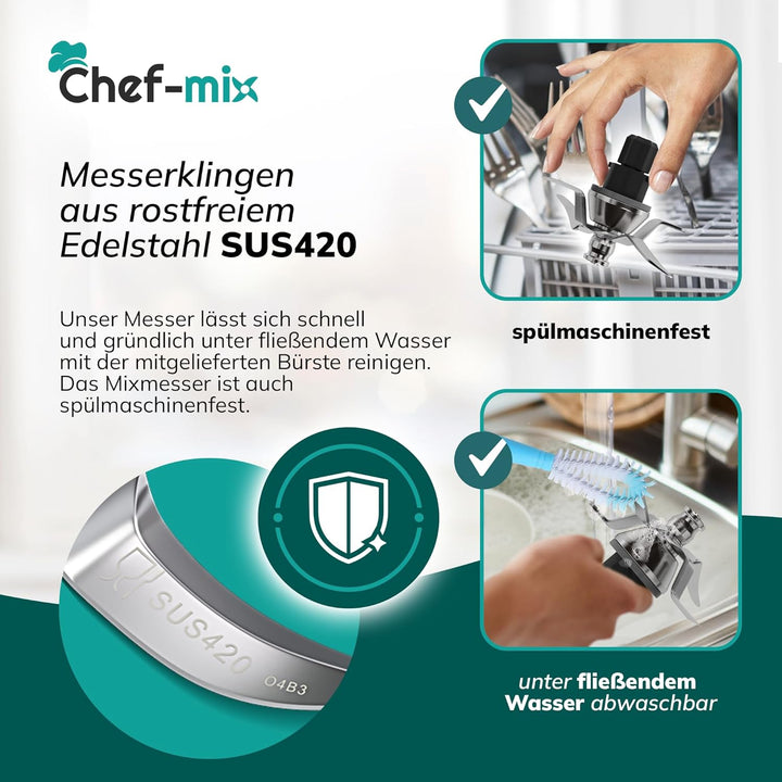 Chef-Mix Messer TM31 aus Edelstahl Ersatz für Vоrwerk Thermоmix TM31 Messer - Thermоmix Zubehör TM31
