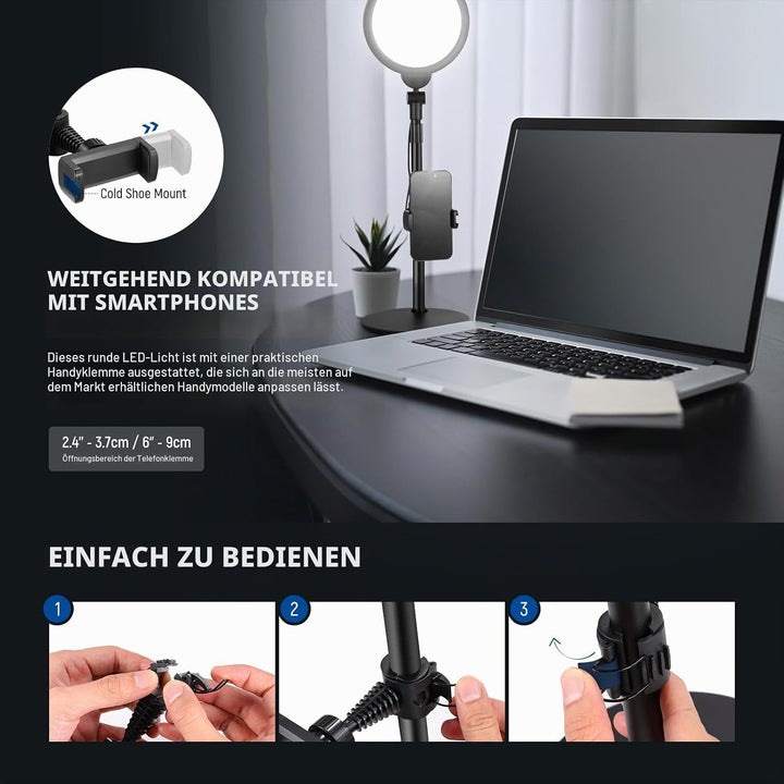 NEEWER Basics 2er 7" Tisch Ringlicht für Video Aufnehmen Dimmbare 10W Vollbild Video Key Light mit S