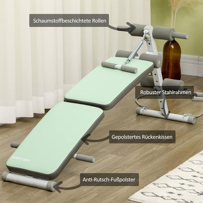 SPORTNOW Sit Up Bank Klappbarer Bauchtrainer, 5-Fach Verstellbare Trainingsbank, Rückentrainer mit B