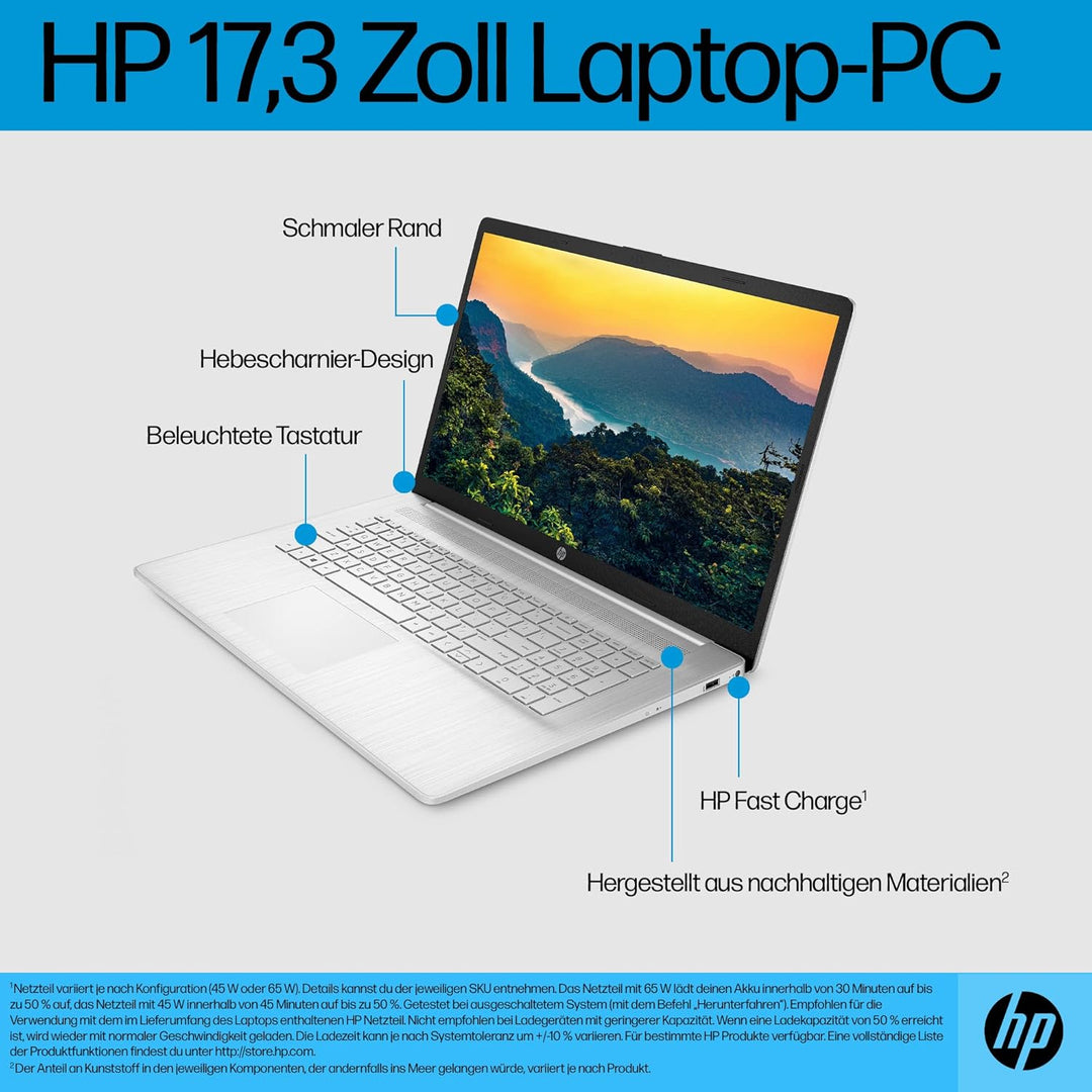 HP Laptop | 17,3 Zoll (43,9 cm) FHD IPS Display | AMD Ryzen 5 7520U | 16 GB RAM | 512 GB SSD | AMD R