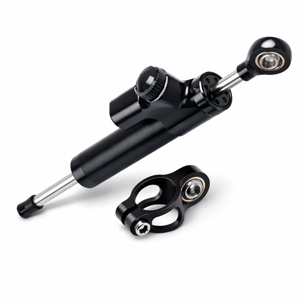 Keenso Motorrad CNC Lenkungsdämpfer, Universal Dämpfer Stabilisator Linear umgekehrt mit Montagehalt