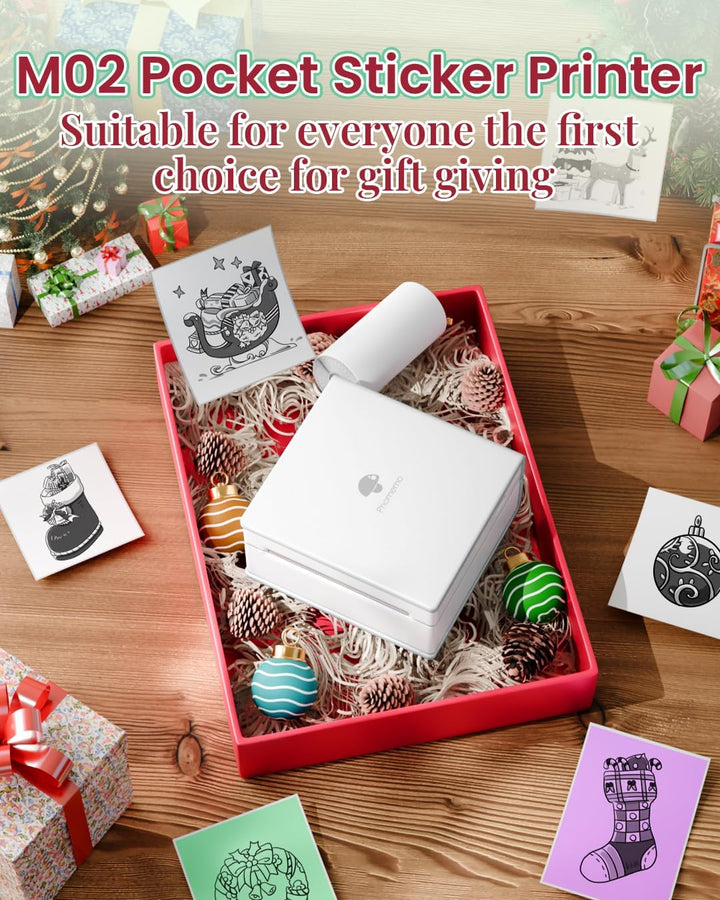 Phomemo M02 Tragbarer Druckersatz 3 Papierrollen enthalten-Thermischer Bluetooth-Taschendrucker Sofo