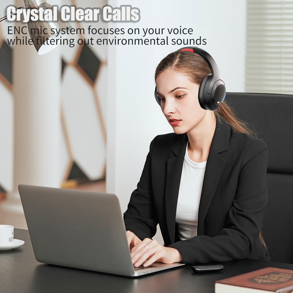 OBEST Over-Ear Noise Cancelling Kopfhörer Kabellos Bluetooth 5.3, Hybrid Active Geräuschunterdrückun