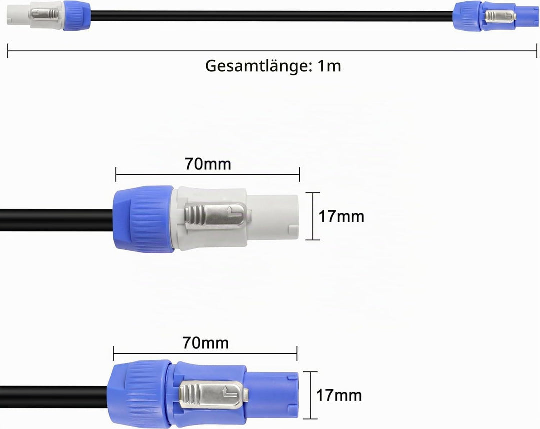 XMSJSIY PowerCon-Stromkabel AC PowerCon Eingang zu Ausgang 12AWG 3-Pin-Stromverlängerungskabel für L