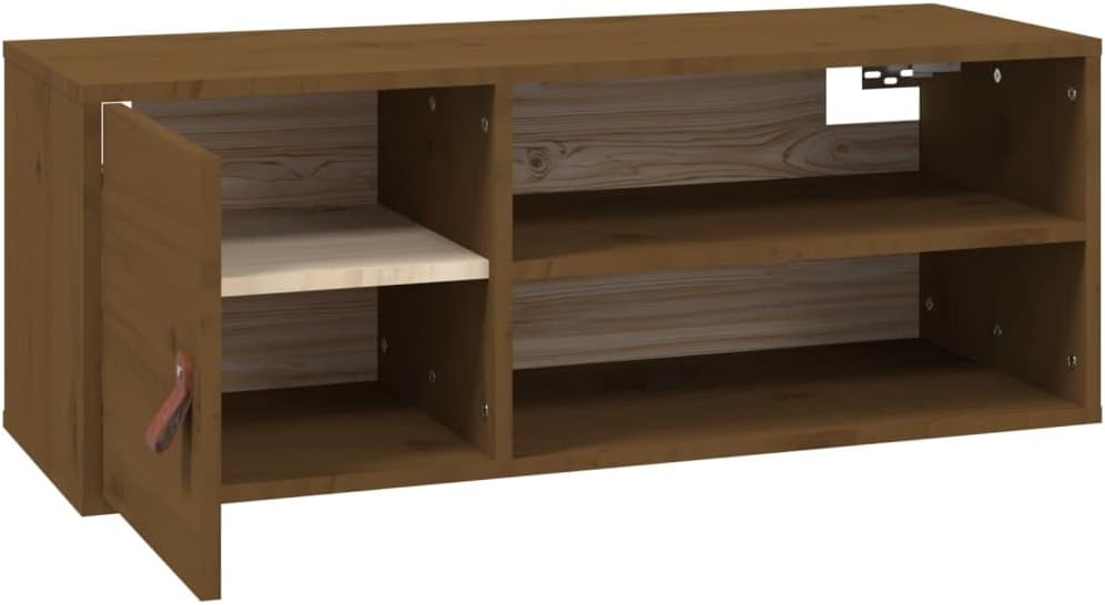 WIFESE 80x30x30 cm Wandschrank TV Schrank mit 2 Offene Fächer Hängeschrank TV Board Hängend Bücherre