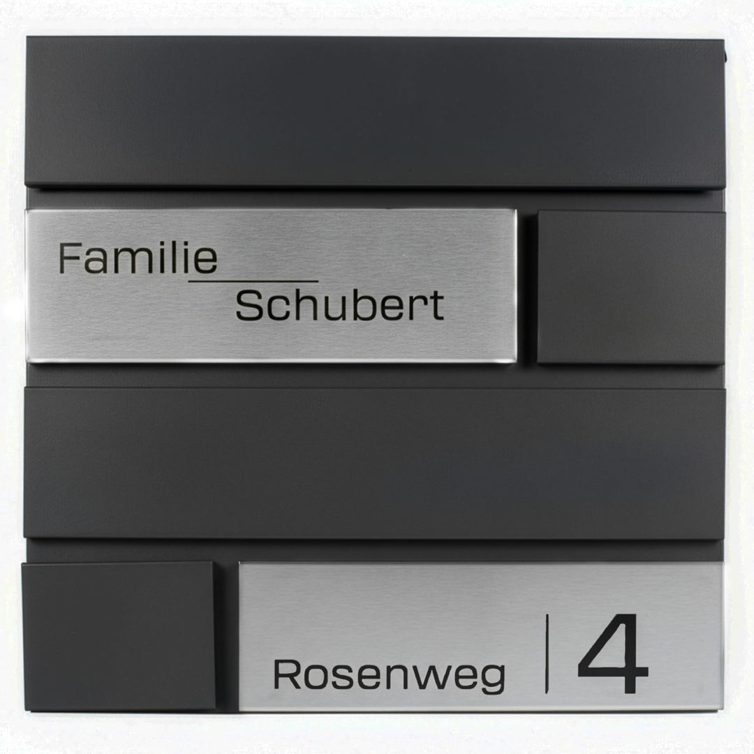 Grafner Premium Briefkasten personalisiert, RAL7016 mit Zeitungsfach und 2 Schlüssel, moderner Postk