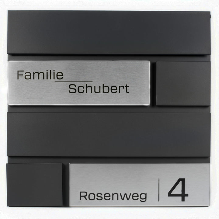 Grafner Premium Briefkasten personalisiert, RAL7016 mit Zeitungsfach und 2 Schlüssel, moderner Postk