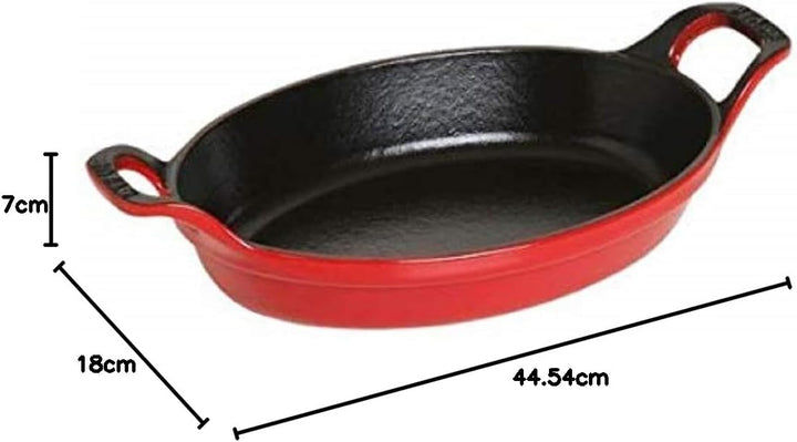 Staub 1302306 stapelbare Auflaufform, oval 24 cm, 1,0 L mit mattschwarzer Emaillierung im Inneren de