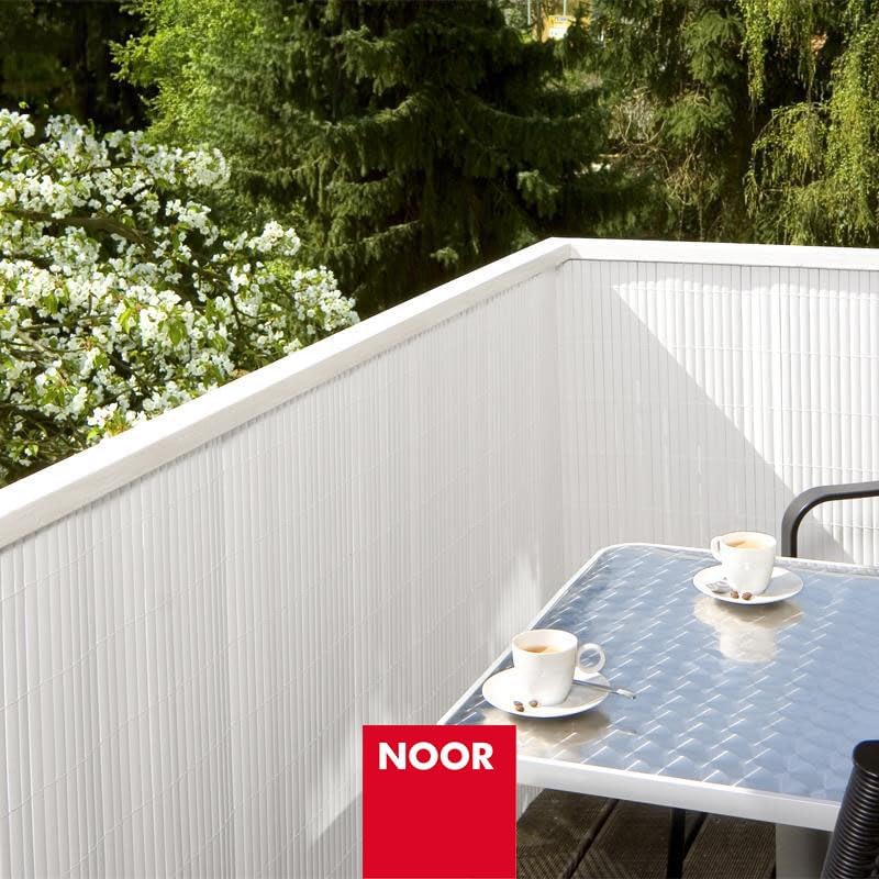 NOOR Sichtschutzmatte PVC 2 x 3m Weiss I Wasserdichter Sichtschutz aus Kunststoff für Gärten I UV-be