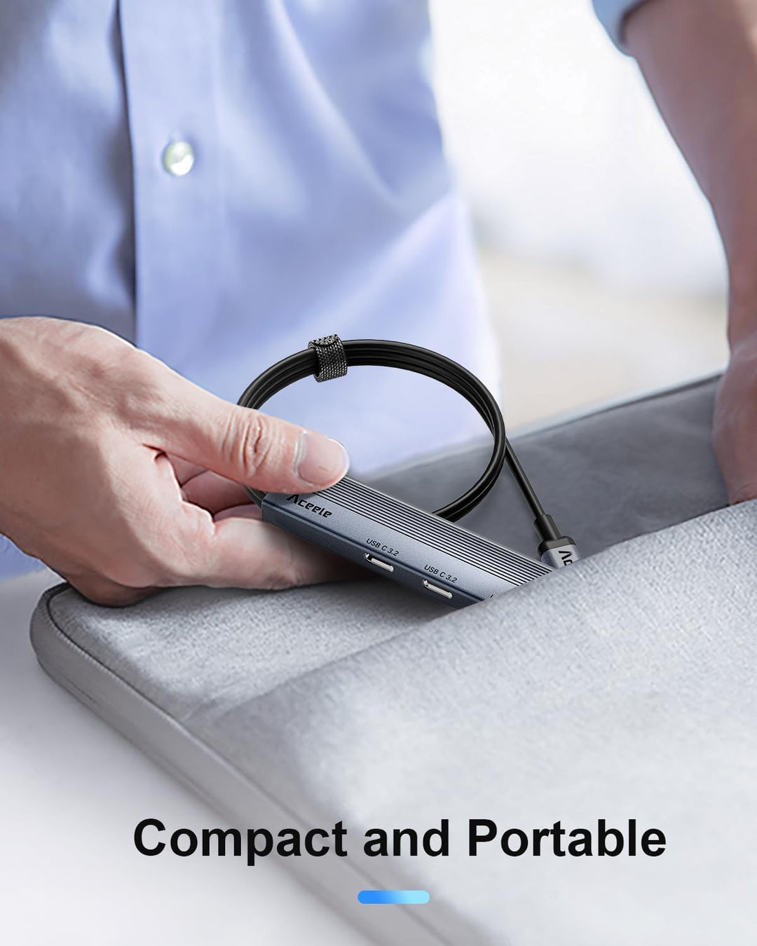 Aceele USB C Hub 10-Gbit/s mit 2 USB-A und 2 USBC-3.2-Anschlüssen, USB3.2 Gen 2 Verteiler mit 1 m Ve