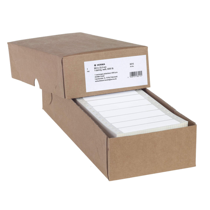 HERMA 8210 Computeretiketten endlos, 88,9 x 23,0 mm, 1-bahnig, 6000 Aufkleber, selbstklebend, Endlos
