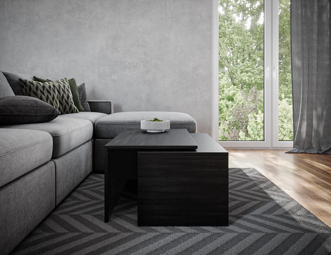 PLATAN ROOM Couchtisch Kaffeetisch 2er Set 90x48x40 cm, moderner Wohnzimmertisch, Sofatisch mit Stau